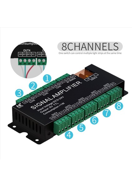 3x 8ch LED Şerit Sinyal Amplifikatörü WS2812 5 V Spı Ttl Sinyal Çıkışı WS2811 WS2815 SK6812 Piksel LED Işık DC5-24V (Yurt Dışından) indirimleri