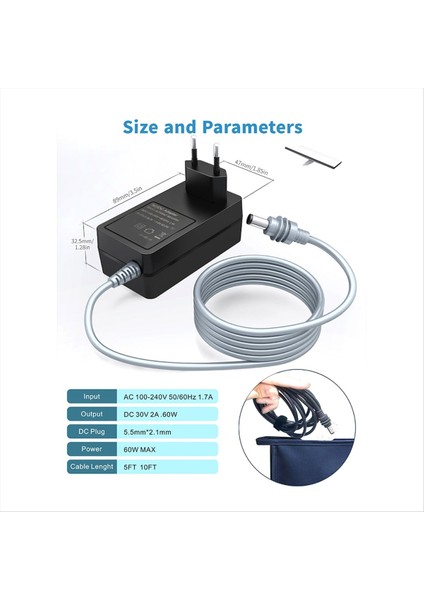 Starlink Gen4 Mini Güç Adaptörü Şarj Kablosu Ac 100-240V 1 5m Ab Tak Için 60W Güç Adaptörü (Yurt Dışından) modelleri