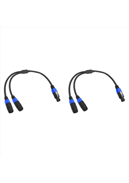 2x Speakon Erkek 2 Kadın Splitter Kablo Hoparlör Break Out Büküm Kilit Ses Kablosu NL4FC 4 Çekirdekli Hoparlör Konektörü Fişi (Yurt Dışından)