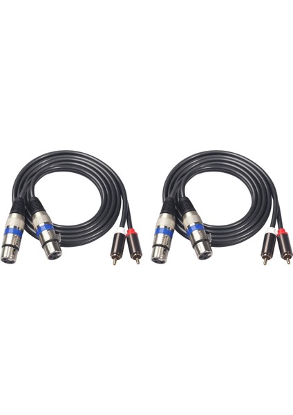 2x Hifi Ses Kablosu 2 Rca Erkek Xlr 3 Pin Dişi Karıştırma Konsolu Amplifikatör Çift Rca Çift Xlr Korumalı Kablo (Yurt Dışından)