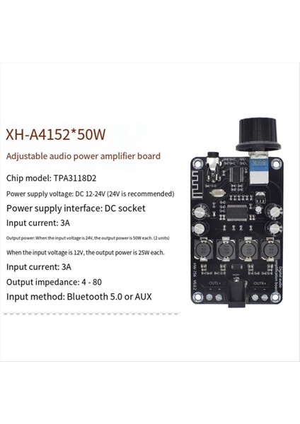 Bluetooth 5.0 Dijital Ses Güç Amplifikatör Modülü 50WX2 TPA3118D2 Çift Kanal Sınıf D Ses Güç Amplifikatör Kartı (Yurt Dışından) modelleri