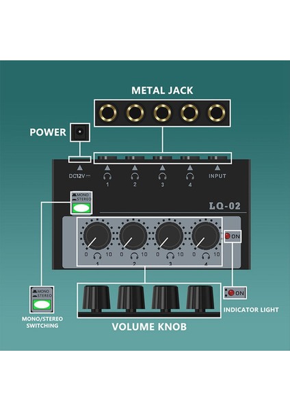Taşınabilir Stereo 4 Kanal Kulaklık Amplifikatörü 1 In 4 Out Canlı Akış Kayıt Mikser Için Preamplifikatör Abd Tak (Yurt Dışından) modelleri