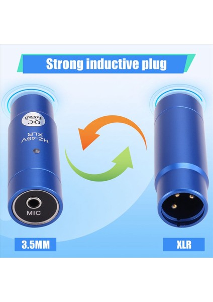 2x Phantom Güç Adaptörü Mikrofon Sistemi Ses Mikseri Kondenser Mikrofon Için 48 V Xlr Mikrofon Adaptörü 3 5mm Mavi (Yurt Dışından) indirimleri