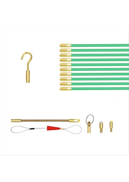 Fiberglas Balık Bant Kablo Çubukları Elektrik Teli Koşu Çekme/itme Kiti Kanca ve Delik Kiti Kızdırma Çubuğu Kanca Deliği (Yurt Dışından)
