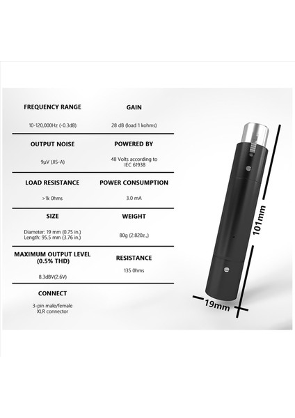 2x Profesyonel Xlr 3pin 48 V Phantom Güç Adaptörü Dinamik Mikrofon Için 28DB Kazanç Preamp Adaptörü (Yurt Dışından) fiyatları