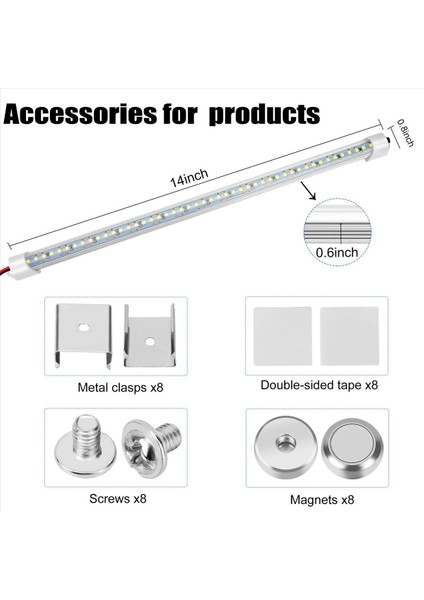 8x 12V Iç LED Işık Çubuğu 48 LED Şerit Işıklar Anahtarlı ve Mıknatıslı 6500K Beyaz Işık Abd Fişli Araba Van Rv Için (Yurt Dışından) fırsatları