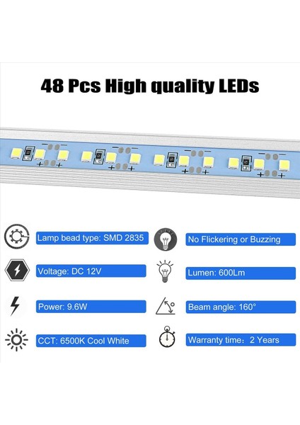 8x 12V Iç LED Işık Çubuğu 48 LED Şerit Işıklar Anahtarlı ve Mıknatıslı 6500K Beyaz Işık Abd Fişli Araba Van Rv Için (Yurt Dışından) indirimleri