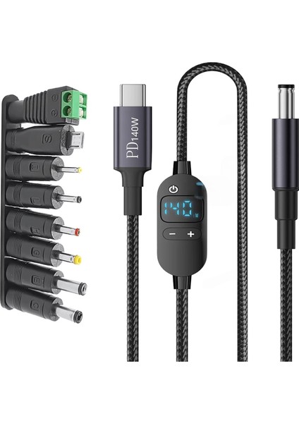 USB C Dc Güç Boost Kablosu 140 W 5 V 9 V 12 V 15 V 20 V 28 V Ayarlanabilir Gerilim Adaptör Konnektör Kablosu Dizüstü Bilgisayar Yönlendirici Için (Yurt Dışından)