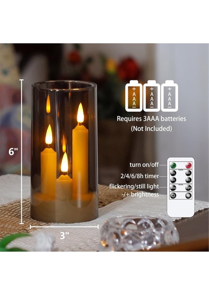 3&#39 Ü 1 Arada Alevsiz Konik Kısa Mumlar 10 Tuşlu Uzaktan Kumanda ve Zamanlayıcı 3 &quot X6&quot Gri Sütun Titreşen Sıcak Işık (Yurt Dışından) modelleri