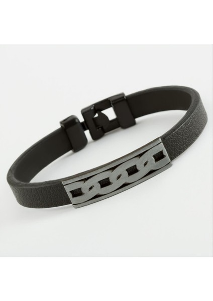 Zincir Desenli Kaliteli Suni Deri Bileklik