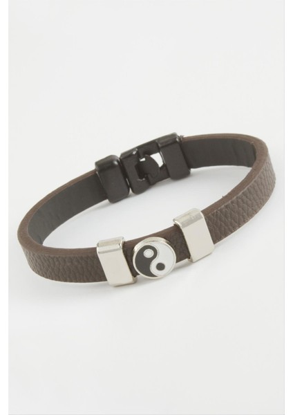 Ying Yang Kaliteli Suni Deri Bileklik