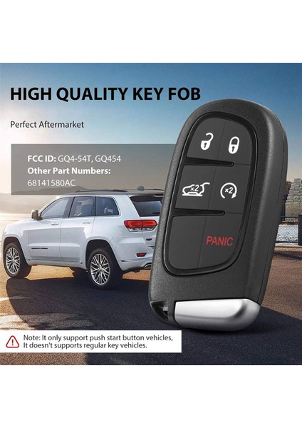 2x Araba Anahtarlık Anahtarsız Giriş Uzaktan GQ4-54T 433MHZ ID4A Çip Jeep Cherokee 2014-2020 Için 5 Düğmeler 68141580AA 68141580AB (Yurt Dışından) modelleri