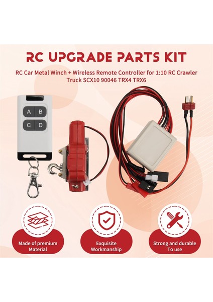 Rc Araba Metal Vinç + Kablosuz Uzaktan Kumanda 1 10 Rc Paletli Kamyon Eksenel SCX10 90046 Trx4 Trx6 Kırmızı (Yurt Dışından) fırsatları