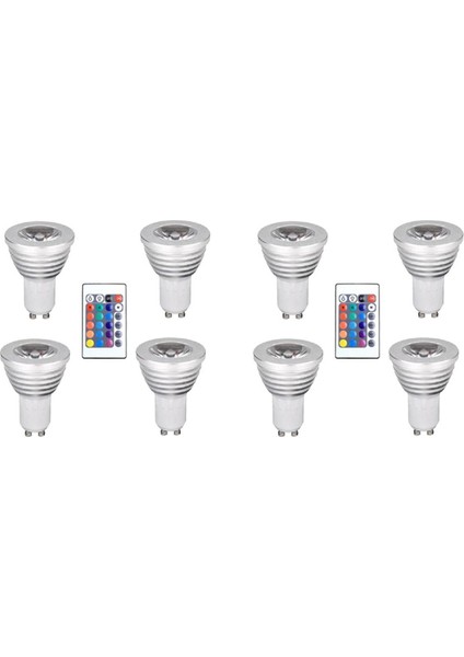 8 Adet GU10 Ampuller ve Hafıza Fonksiyonlu 1 Uzaktan Kumanda 4 Dinamik Aydınlatma Modu Spot Işığı 17 Renk Değiştirilebilir Spot Işığı (Yurt Dışından)