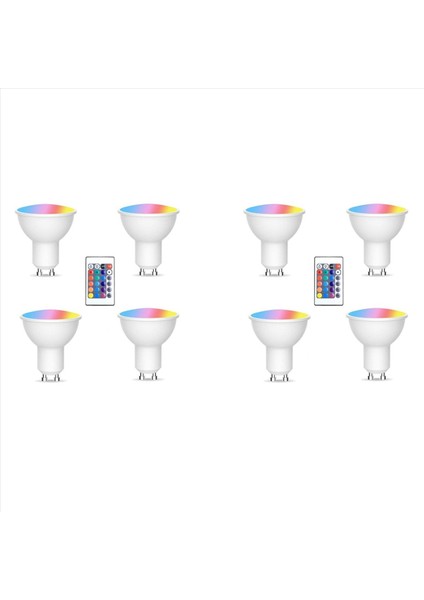 8 Adet GU10 Ampuller ve Hafıza Fonksiyonlu 1 Uzaktan Kumanda 17 Renk Değiştirilebilir Spot Işık 4 Dinamik Aydınlatma Modları Spot Işığı (Yurt Dışından)
