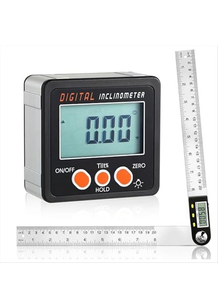 Dijital Açı Bulucu Dijital Açı Cetveli ve Dijital Açı Göstergesi 8 INÇ/200 mm 0-360 Derece LED Dijital Önsöz (Yurt Dışından)
