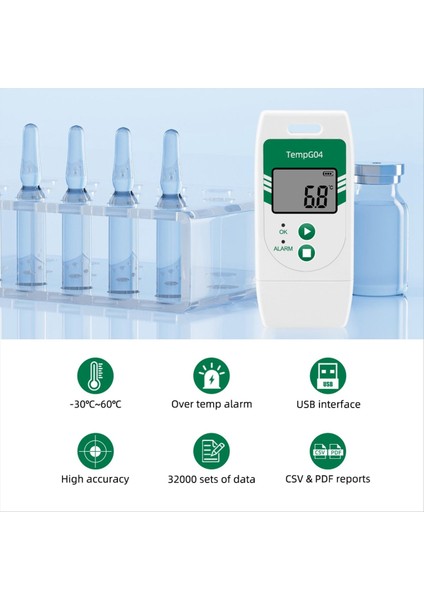 TEMPG04 USB Sıcaklık Veri Işlemcisi Cvs &amp Pdf 32000 Puan Meyve Sebze Laboratuvarı Soğuk Zincir Taşımacılığı (Yurt Dışından) fırsatları
