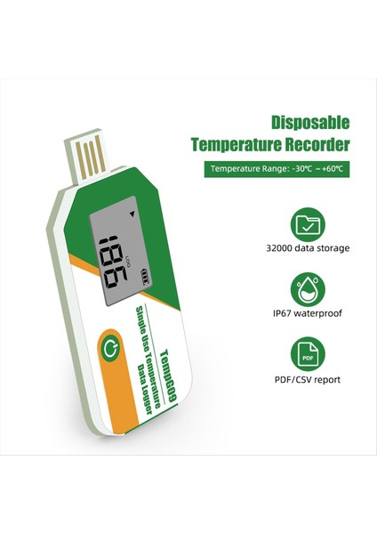 Alarm ile Soğuk Zincir Taşıma Için Dijital Taşınabilir Minyatür Doğruluk Veri Kaydedici Tek Kullanımlık Sıcaklık Sensörü (Yurt Dışından)