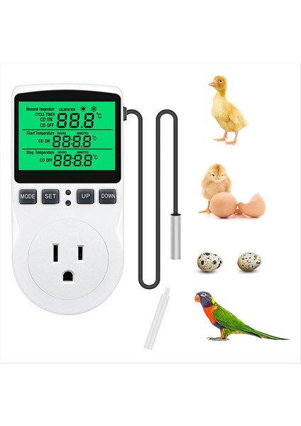 Dijital Sıcaklık Denetleyicisi Arkadan LCD Screce Termostat Isıtma Soğutma Çıkış Fişi Sürüngen Inkübatör Us Fişi (Yurt Dışından)
