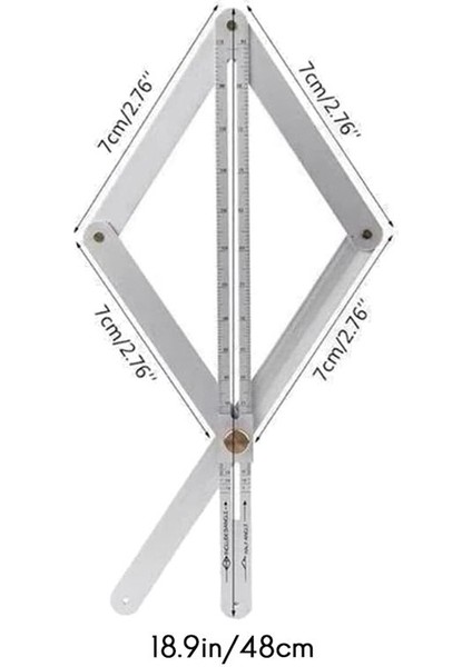 Köşe Açısı Bulucu Çok Fonksiyonlu Uzunluk Açısı Bulucu Ölçekli Alüminyum General Bestede Sapma Göstergesi (48CM) (Yurt Dışından) indirimleri