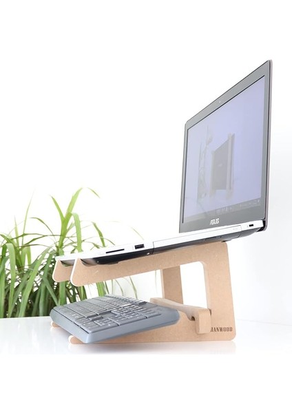 Ahşap Laptop Standı - 13" - 14" Boyutlarındaki Laptoplar ile Uyumlu - Laptop Yükseltici