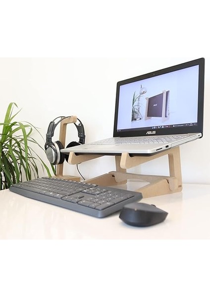 Ahşap Laptop Standı - 13" - 14" Boyutlarındaki Laptoplar ile Uyumlu - Laptop Yükseltici modelleri