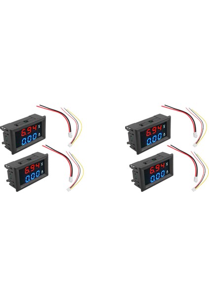 4pcs Dijital Voltmetre Ammetre Dc 100V 10A Amp Voltaj Akım Ölçer Test Cihazı Mavi + Kırmızı Çift LED Ekran Paneli (Yurt Dışından)