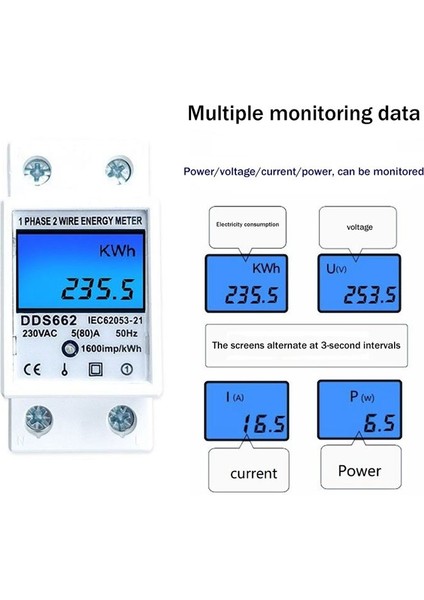 Dın Rada Dijital Tek Faz Sıfırlama Sıfır Enerji Ölçer Ac 220V Kwh Voltaj Akım Güç Tüketimi Ölçer A (Yurt Dışından) modelleri