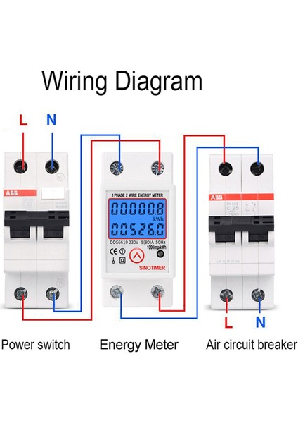 Sinotimer Din Rayı Dijital Tek Fazlı Sıfırlama Sıfır Enerji Ölçer Kwh Voltaj Akım Güç Tüketimi Ölçer Wattmetre 230V Ac (Yurt Dışından)