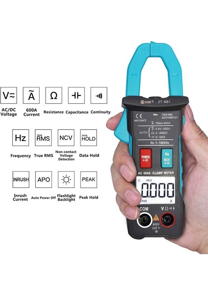 Bıde Zt-Qb1 Dijital Kelepçe Ölçer Multimetre 600A Akım T-Rms Akıllı Pensier Ammetre Dc/ac Voltaj Direnci Ncv Test Cihazı (Yurt Dışından) indirimleri