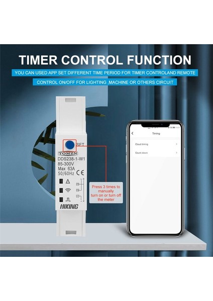 Tomzn Tuya 18MM 63A Wifi Akıllı Çift Yönlü Enerji Ölçer Zamanlayıcı Güç Monitörü Kwh Metre Voltajlı Akım Koruması (Yurt Dışından) fiyatları