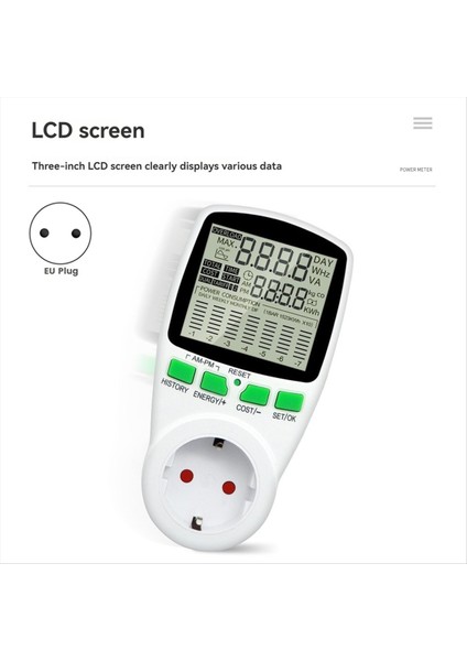 Dijital LCD Enerji Ölçer Wattmetre Watte Electricity Kwh Güç Ölçer Ölçüm Ölçüm Outlet Güç Analizörü Ab Fişi (Yurt Dışından) indirimleri
