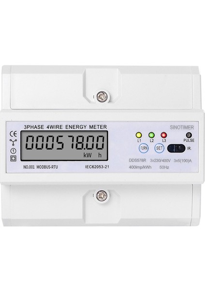 Sinotimer DDS578R Üç Fazlı Sıvı Kristal Ekran Ana Sayfa 380V Ray Tipi Watt Saat Metre 7p Watt Saat Metre (Yurt Dışından)