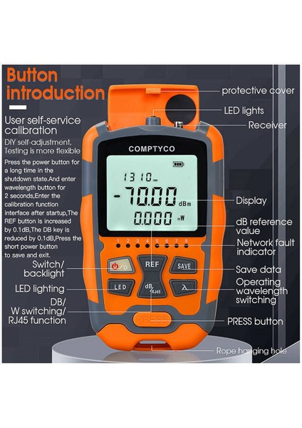 2x Comptyco Mini Optik Güç Ölçer Aua-M7 Opm Fiber Optik Kablo Test Cihazı -70DBM-+10DBM Sc/fc/st Evrensel Arayüz Konnektörü (Yurt Dışından) fırsatları