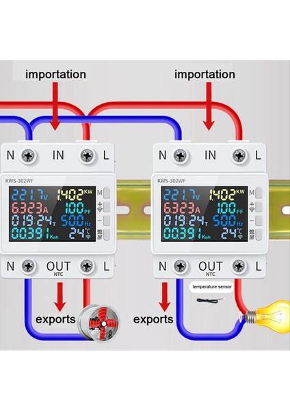 Taya Wıfı Güç Ölçer Renk Ekran 2p Çok Fonksiyonlu Ac Enerji Ölçer Mobilephone Remototely App Kontrolü 170-300V/63A - A - A (Yurt Dışından) fırsatları