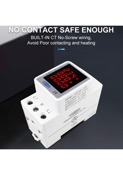 Tomzn TOVAE-100 Ac 80-270V 100A Dın Rayrak Voltaj Akım Kwh Elektrik Enerji Monitörü Ölçer Volt Amp Voltmetre Ammetre Wattmetre (Yurt Dışından) fiyatları