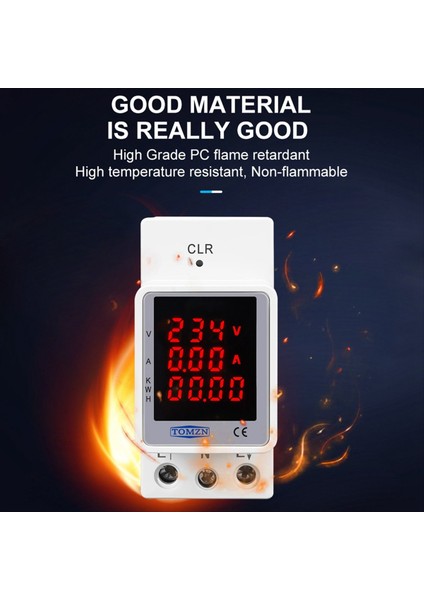 Tomzn TOVAE-100 Ac 80-270V 100A Dın Rayrak Voltaj Akım Kwh Elektrik Enerji Monitörü Ölçer Volt Amp Voltmetre Ammetre Wattmetre (Yurt Dışından) modelleri