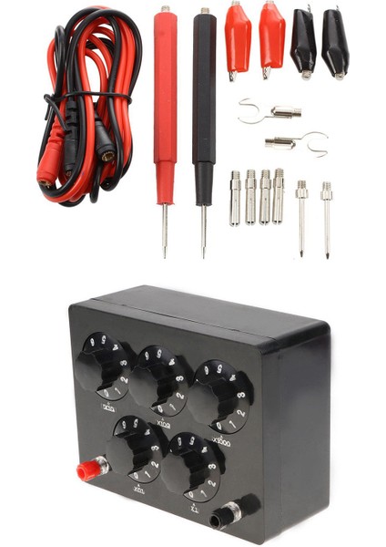 1pcs Siyah Direnç Kutusu Demir Değişken Direnç Direnç 0-9999 9 Ohm 165X125X60MM Fiziksel Öğretim ve 16PCS Muz Kablosu Ölçüm Kablo Probu Test Kurşun Test Kurşun (Yurt Dışından)