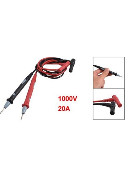 Dijital Multimetre 1000V 20A Test Kable Kablo Probu Kırmızı Siyah (Yurt Dışından)