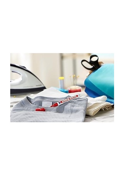 4-8040002 Kumaş Kalemi, Tekstil ve Kıyafetlere Kalıcı Yazılabilir - 95 Dereceye Kadar Yıkanabilir ve Kaynatılabilir, Kırmızı fiyatları