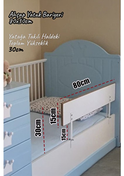 Ahşap Yatak Bariyeri 80X30 cm Güvenli Kullanım Özelliği ile Çocuklar İçin fırsatları
