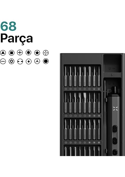 Smart Hassas Şarjlı Tornavida Vidalama Seti 68 Parça X6832 modelleri