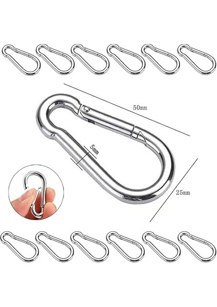 Karabina Çinko Kaplama Ile Işlenmiş 316 Paslanmaz Çelik 50X25X5 mm (10 Adet) modelleri