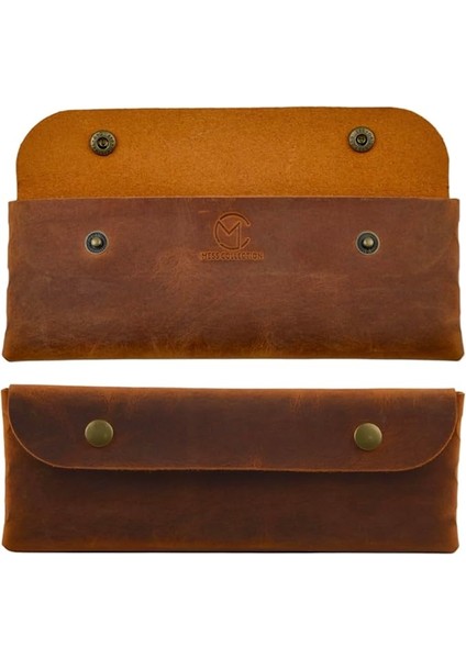 El Yapımı Kalemlik Hakiki Deri, Deri Küçük Kalem Kutusu – Iş, Ofis, Okul Aksesuar Tutucu, Klasik ve Minimal El Yapımı Tasarım Vintage Kalemlik (Camel)