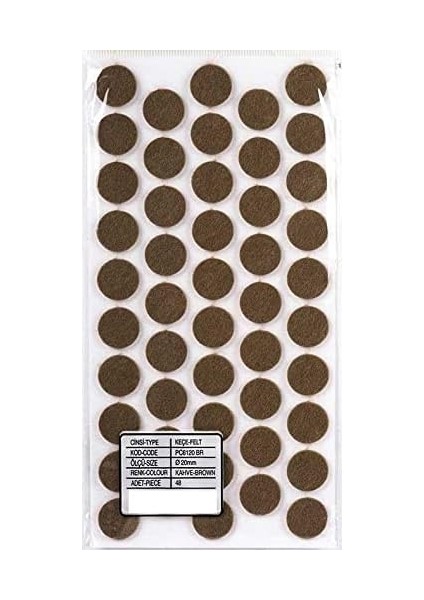 Yapışkanlı Keçe Çap 20MM 50 Adet