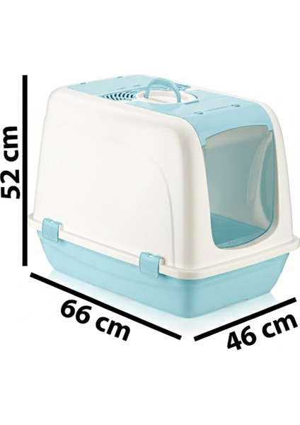 Kapalı Büyük Boy Kedi Tuvaleti Xxl 52X66X46CM Elekli Paspas Hediyeli