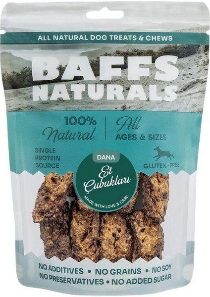 ‎Baffs Naturals Baffs Naturals Kurutulmuş Dana Et Çubukları Köpek Ödülü 100 gr