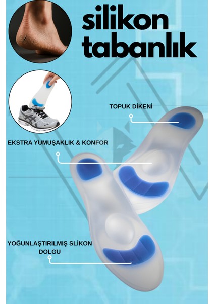 Unisex Silikon Jel Tabanlık, Şok Emilimi ve Topuk Desteği