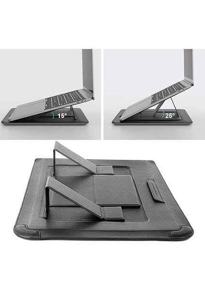 Dizüstü Bilgisayar Standı ve Mouse Padli Dizüstü Bilgisayar Kılıfı 13-14 Inç Bilgisayar Çantası, MacBook Pro/air 13, Dell, Chromebook, Xps 13, Surface Book, iPad Pro 12.9, Gri Için 2 modelleri