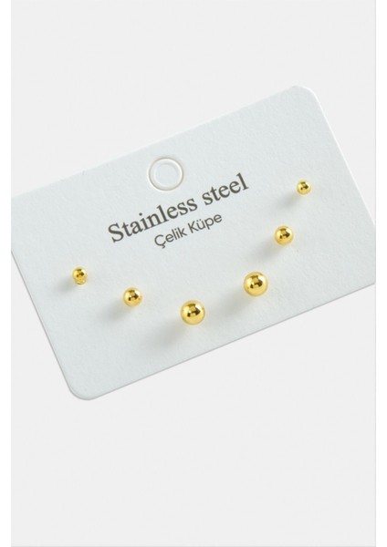 6 Adet Top Çelik Küpe